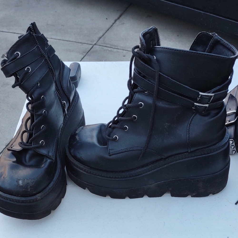 Black Platform Lace-Up Boots